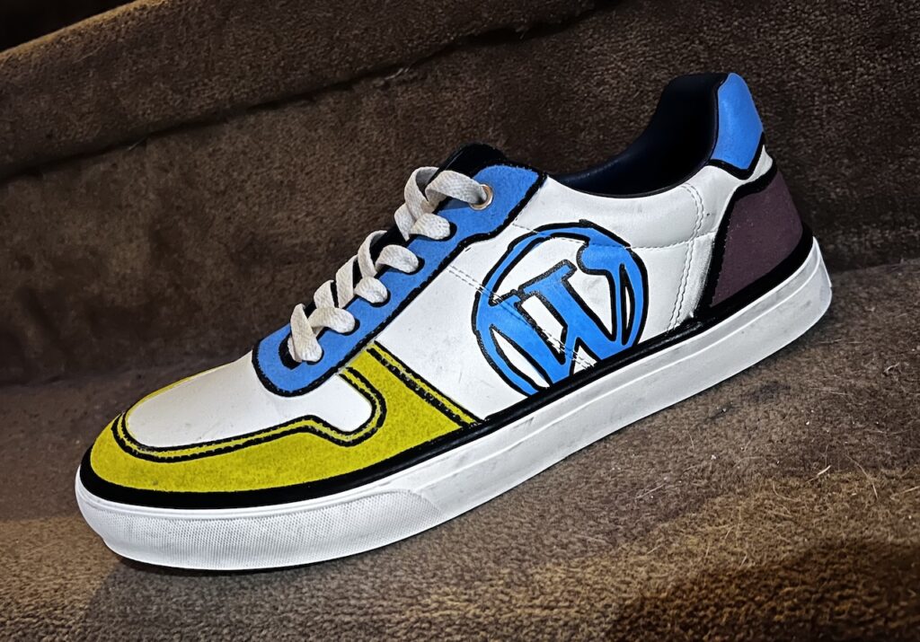 One of the custom sneakers I painted to wear during the event.