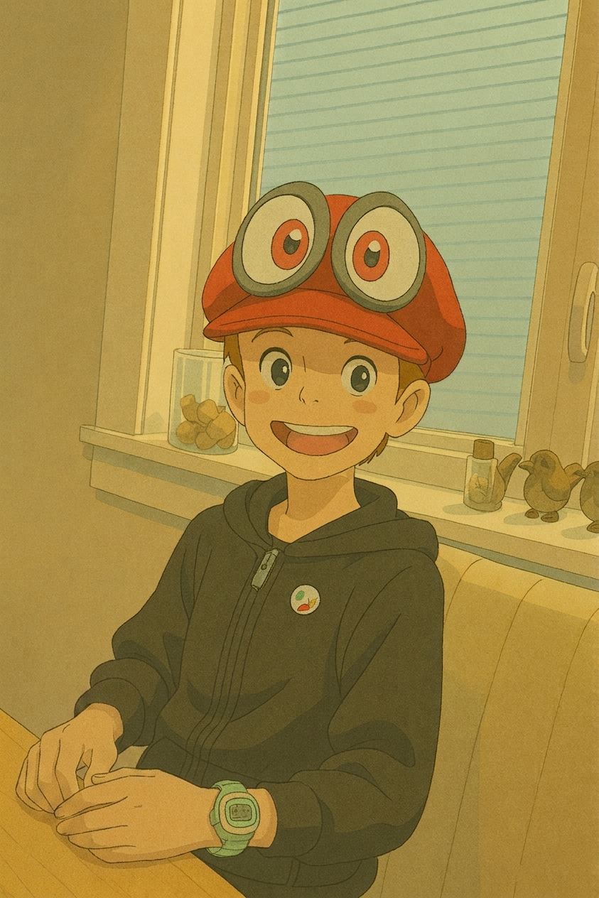 A Ghibli styled rendering of Troy's son Everett